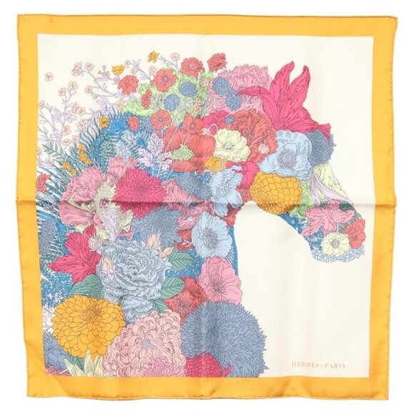 HERMES Carre 45 Scarf ""ROBE LEGERE"" Silk Orange Auth am8904 - Picture 1 of 8